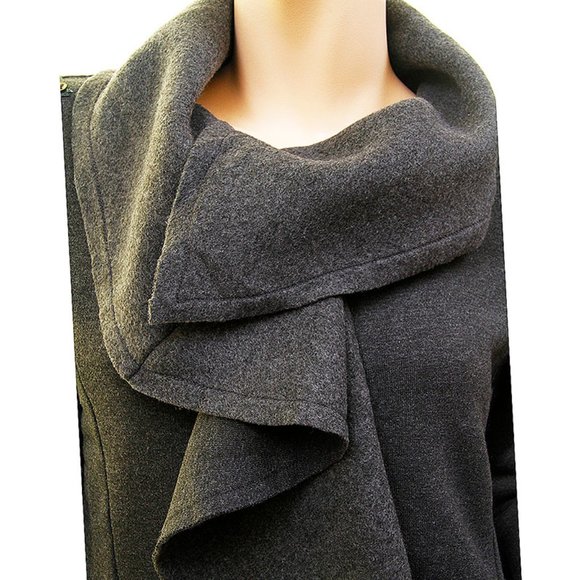Italian Wool Blend Drape Cascade Ruffle Cardigan Jacket - 7592